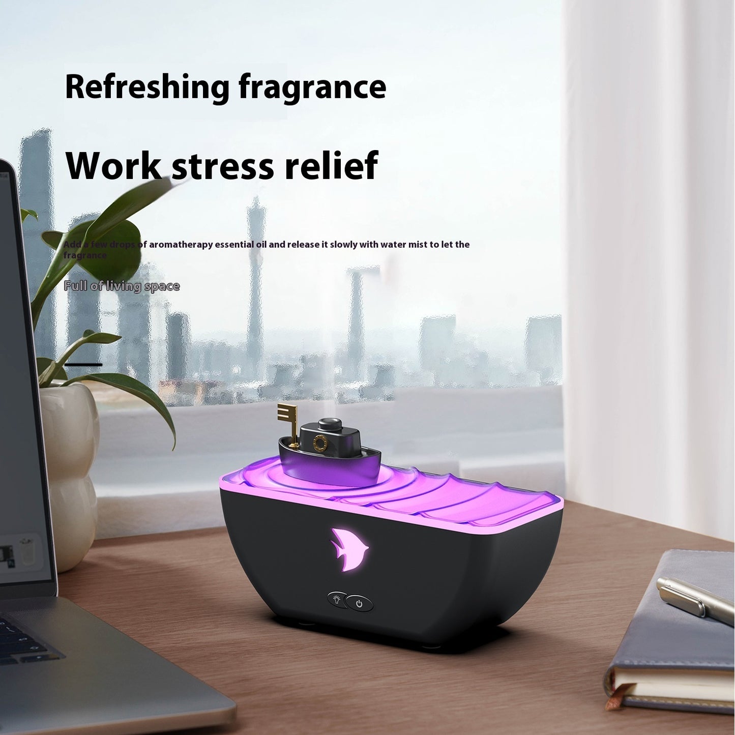 Ship Aroma Diffuser Gradient Colorful Night Lamp Humidifier